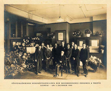 Le personnel de l'imprimerie Poeschel & Trepte le 1er octobre 1920